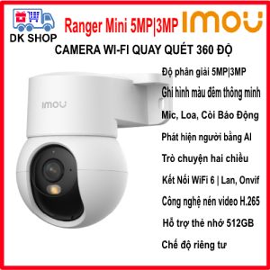 Camera WiFi Imou Ranger Mini IPC-K2MP-5H1WE 5MP 3K | IPC-K2MP-3H1WE 3MP 2K Trong Nhà - Xoay 360 Độ