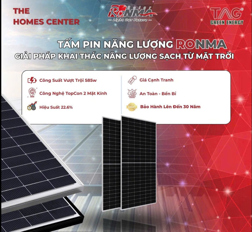 Tấm Pin Năng Lượng Mặt Trời RM-585W-182M/144TBN-TOPCon